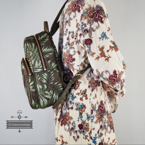 Michael Kors Abbey Medium Brown Backpack Olive - Picture 3 of 8